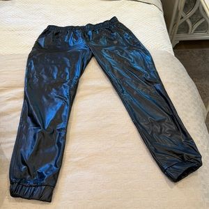 Faux leather joggers